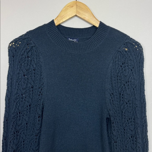 Splendid Pointelle Sweater Size Small Navy Blue Crewneck‎ - Picture 5 of 14